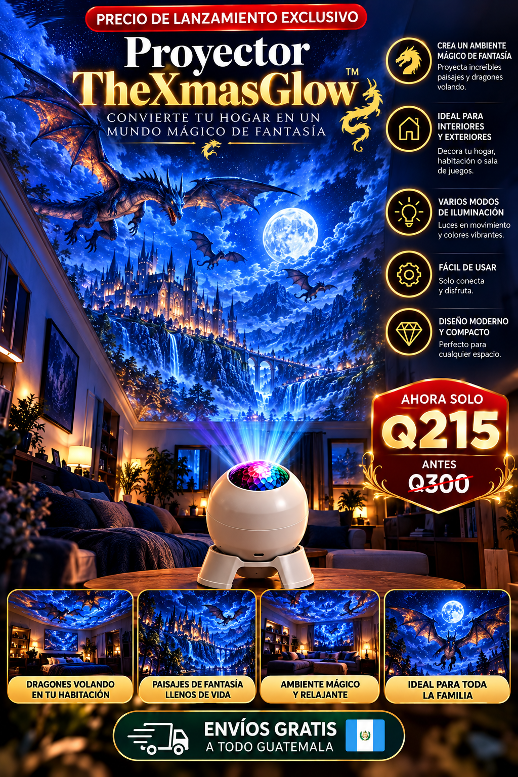 Proyector Fantasia Dragones TheXmasGlow™ - TOP DE VENTAS