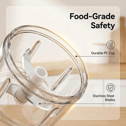 Picadora de alimentos mini recargable por USB de 300 ml para ajo y preparación de comidas.