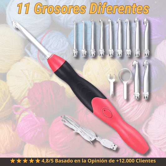 TejePlus- Crochet 11 en 1 + Funda y Cable de Carga GRATIS