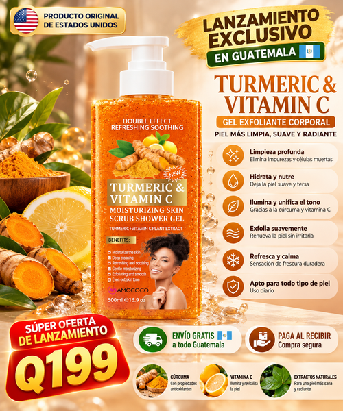 Gel de ducha exfoliante corporal de cúrcuma y vitamina C - TOP DE VENTAS