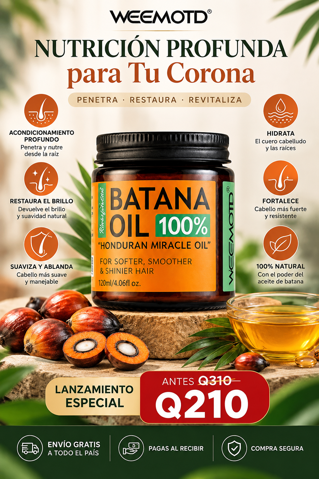 Crecimiento y Fuerza Capilar -Batana Oil 100% – TOP DE VENTAS