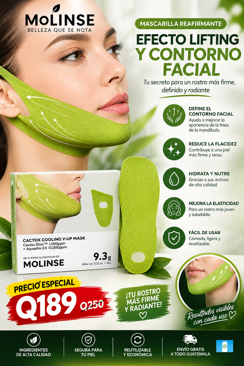 Set de mascarillas reafirmantes en forma de V: mascarillas para levantar la barbilla con péptidos y colágeno.
