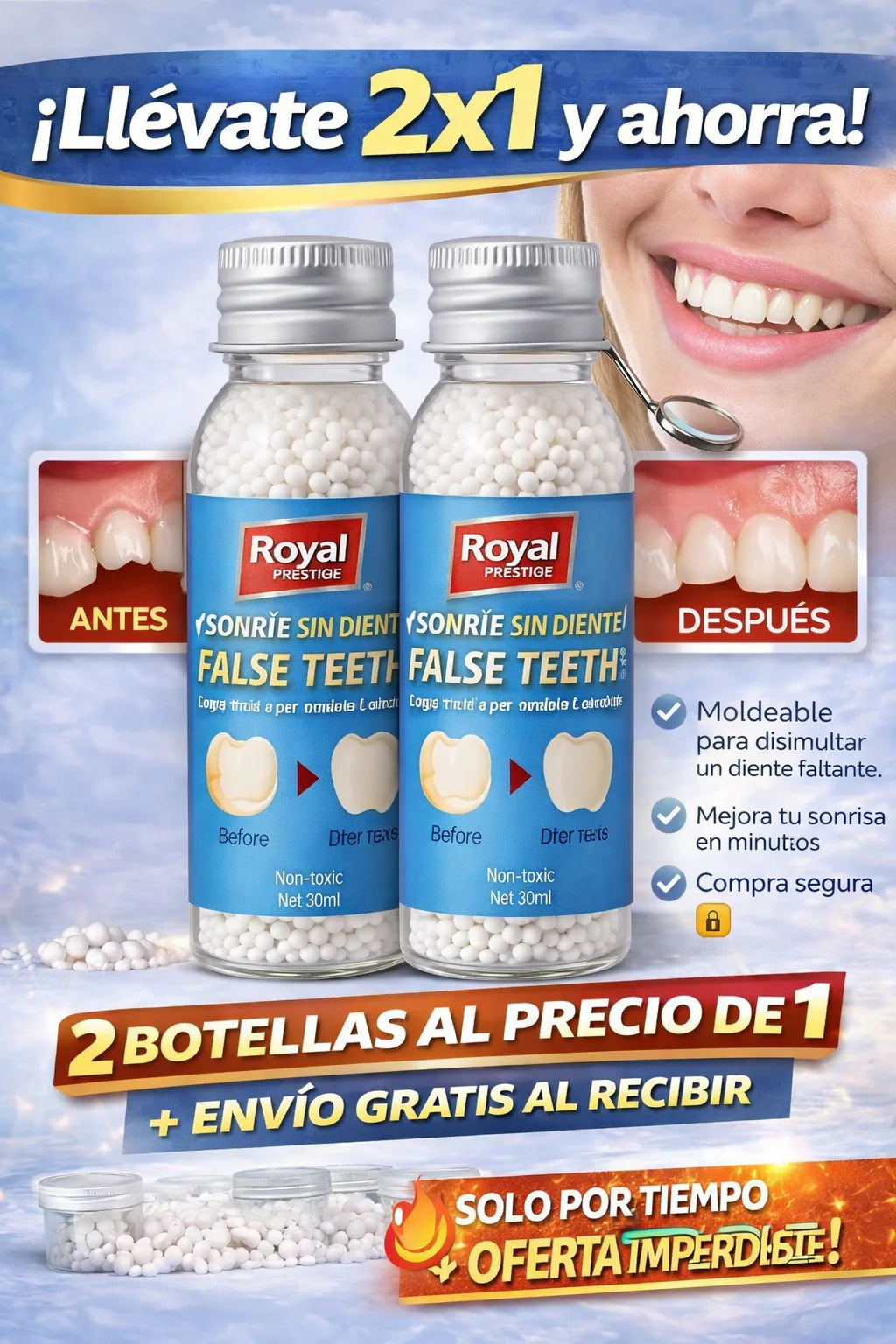 2x1 kit de reparación dental royal pro