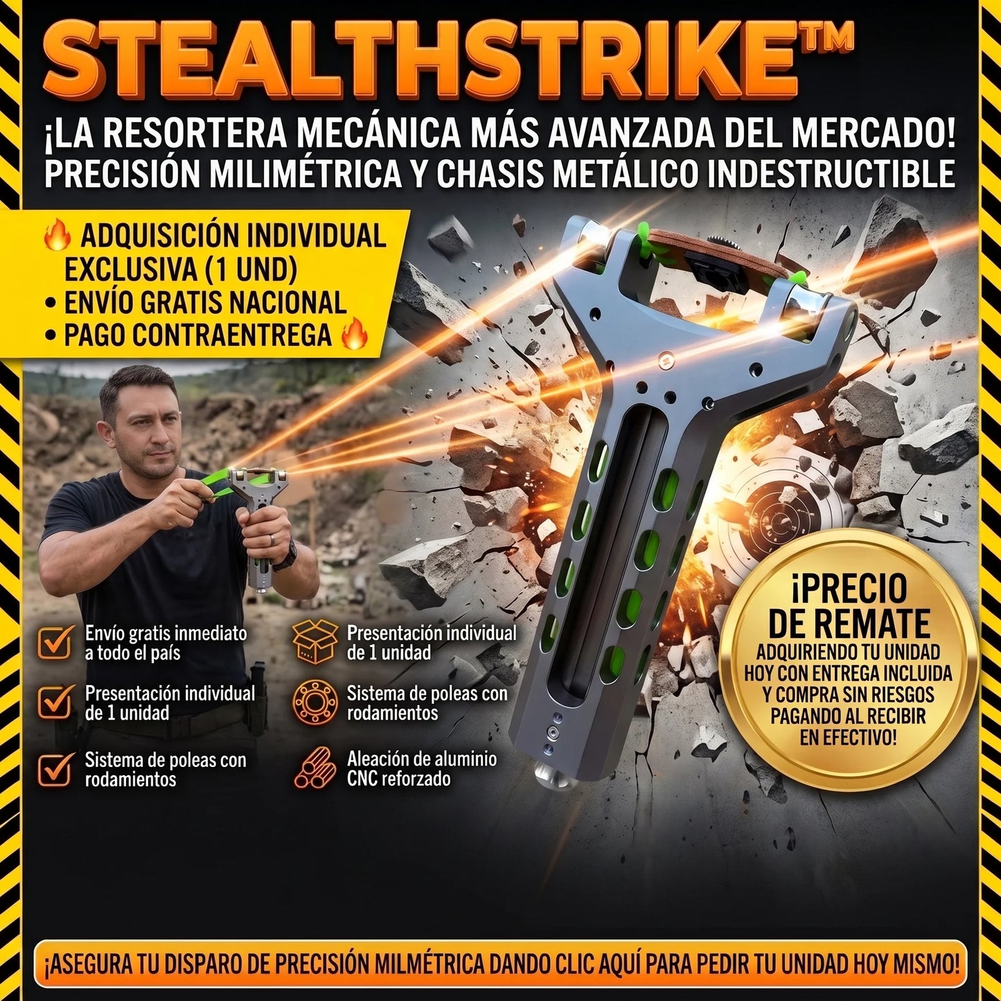 StealthStrike™ Resortera Mecánica de Alta Precisión