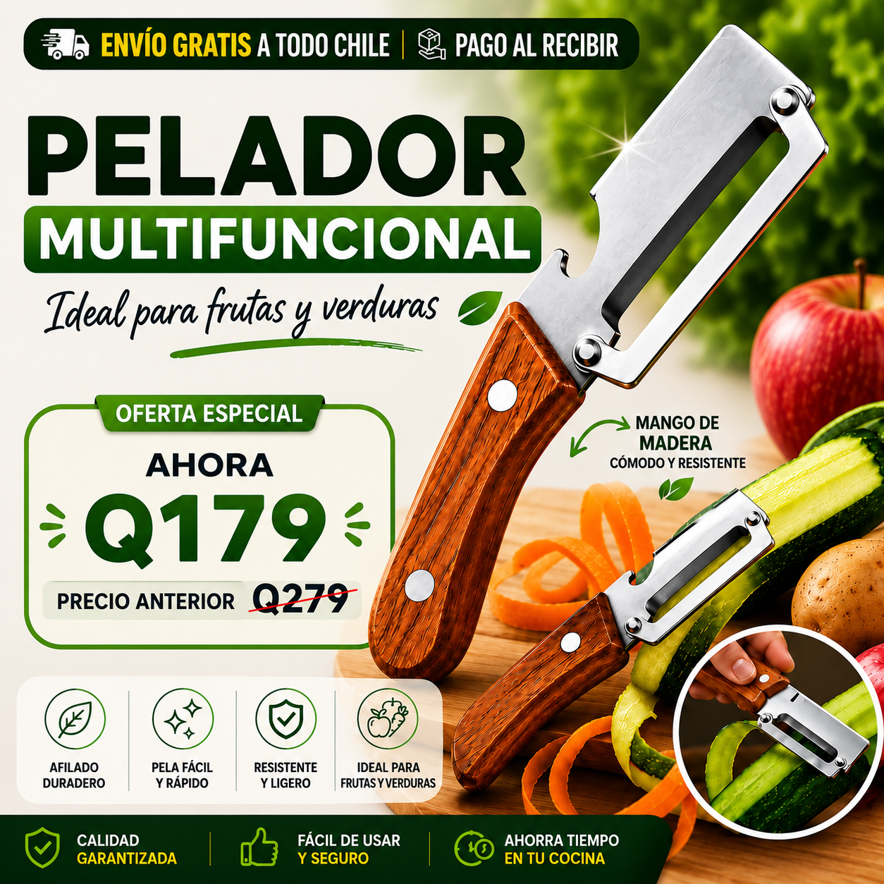 Pelador multifuncional de verduras y frutas✅