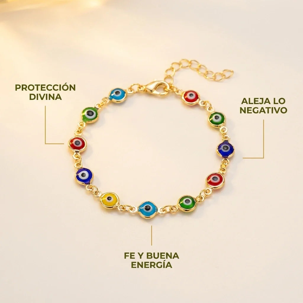 Pulsera Ojo Turco Bañada en Oro-Buena Energía y Protección